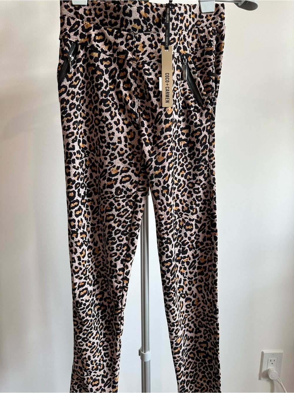 Coco + Carmen Animal Print Pants - Taupe, Black, Brown